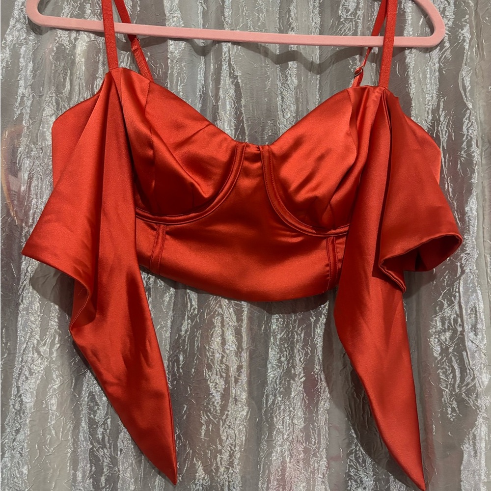 Orange Satin Bustier Top